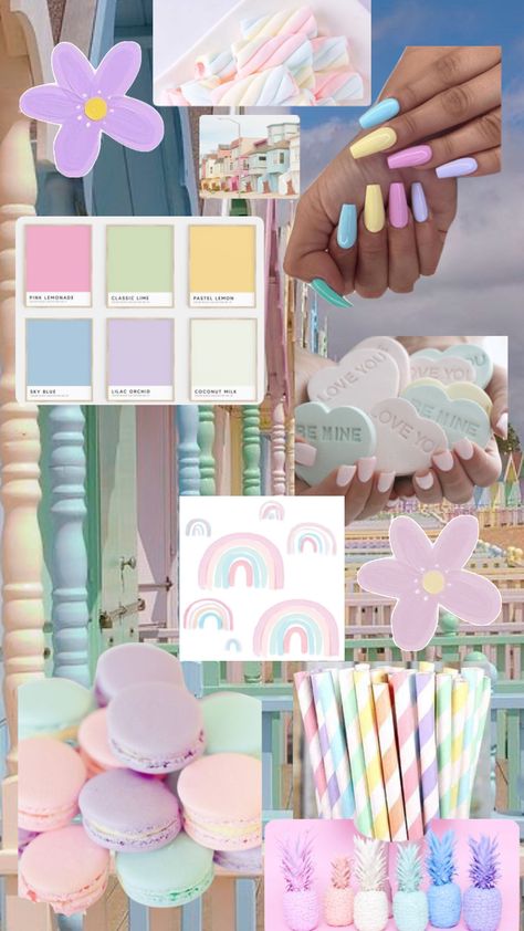 Pastel Birthday Outfit, Pastel Colour Mood Board, Danish Pastel Birthday Party, Pastel Mood Board, Salon Board, Pastel Things, Pastel Core, Pastel Theme Party, Colour Collage