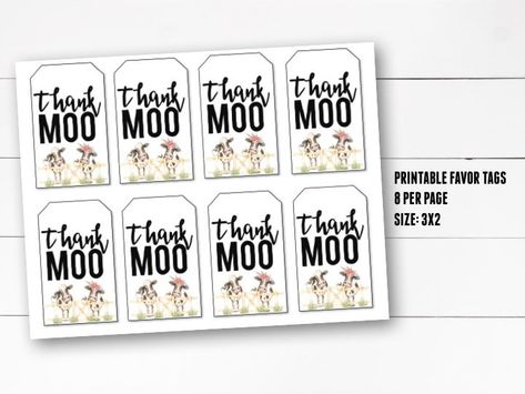 Have You Heard the Moos Favor Tags, Cow Birthday Party Favor Tags, Thank You Favor Tags, Farm Party Thank You Favor Tags, DIY, Printable by NOLALOULOU on Etsy Cow Birthday Party, Barnyard Bash, Cow Birthday Parties, Printable Favor Tags, Cow Birthday, Tags Diy, Farm Party, Holy Cow, Party Favor Tags