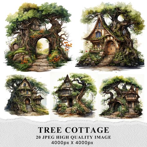 Cottage Forest, Fairytale Houses, House Clipart, Cottage Crafts, Fairy Images, Autumn Fairy, Fantasy House, Forest House, Fairy Houses