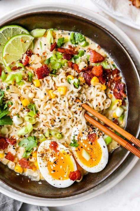 Soy Butter Corn Ramen, Corn Ramen, Summer Ramen, Asian Ramen, Soy Butter, Happy First Day Of Fall, Buttered Corn, First Day Of Fall, Ramen Recipes