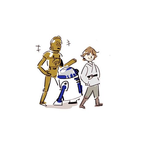 Luke and R2D2 and C3PO R2d2 Drawing, C3po Art, C3po And R2d2, Star Wars Droids, Star Wars Love, Star Wars Drawings, Star Wars Concept Art, Star Wars Artwork, Star Wars Fan Art