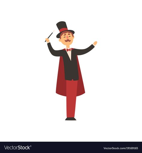 Magician Illustration, Red Cape, Cartoon Man, School Trip, Magic Wand, Character Poses, Baby Shower Gender Reveal, Kids Education, The Magicians