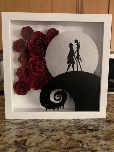 Circuit Shadow Box Ideas, Nightmare Before Christmas Shadow Box, Disney Shadow Box Ideas, Halloween Shadow Box Ideas, Cricut Shadow Box Ideas, Disney Shadow Box, Diy Shadow Box, Idee Cricut, Personalised Gifts Diy