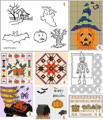 Free patterns and charts: Autumn and Halloween · Needlework News | CraftGossip.com Halloween Cross Stitch Charts, Autumn And Halloween, Fall Cross Stitch, Cross Stitch Freebies, Halloween 4, Halloween Cross Stitches, Halloween Pattern, Halloween Embroidery, Fall Quilts