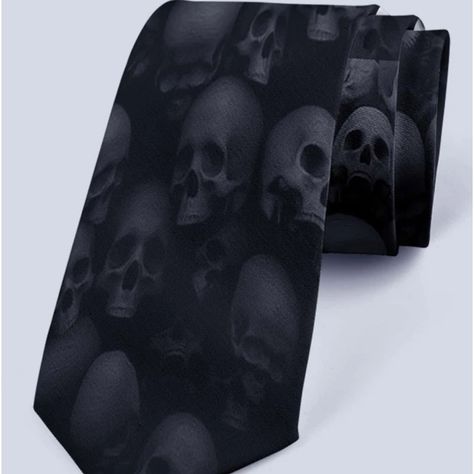 Men’s Skull Tie Nwt Skinny Type Skull Tie, Motorcycle Wedding, Men Ties, Alt Clothes, Skull Wedding, Tie Men, Band Fits, Black Halloween, Black Skulls