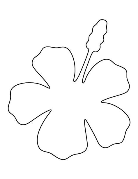 Hibiscus pattern. Use the printable outline for crafts, creating stencils, scrapbooking, and more. Free PDF template to download and print at http://patternuniverse.com/download/hibiscus-pattern/ Tropical Flower Templates Printable Free, Hibiscus Flower Template, Hibiscus Template Free Printable, Hibiscus Petal Template, Hibiscus Outline, Hibiscus Template, Hibiscus Svg Free, Hibiscus Flower Silhouette, Leaf Template Printable