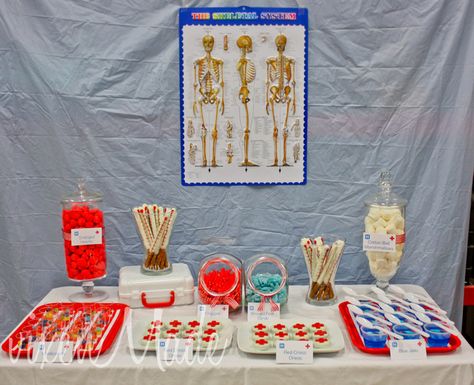 Medical assistant student pinning ceremony and graduation day table ideas. Medical Themed Parties, Medical Party, Student Quotes, Doctor Party, Nursing School Graduation Party, Nurse Party, Medical Theme, Medical School Graduation, Poker Party