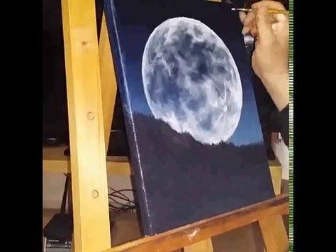 Full moon painting acryl, oil, tutorial, how to paint - YouTube Oil Tutorial, Paint Moon, Full Moon Painting, Sky Paintings, Fashion Quiz, Journaling Techniques, Acrylic Painting Lessons, Moon Painting, Paint Acrylic