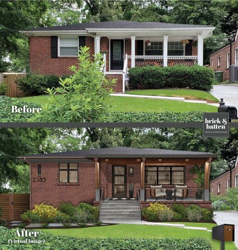 Brick Ranch House Exterior, Brick Ranch Houses, Cottage Windows, Ranch House Exterior, Brown Brick, Brick Ranch, Red Brick House, Brick Exterior House, Red Bricks