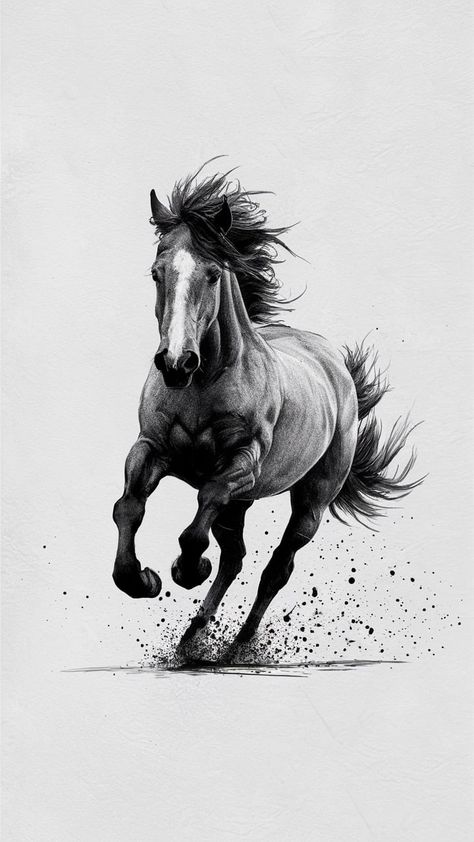 Horse Realism Tattoo, Horse Tattoo Realism, Realistic Horse Drawings, Realistic Horse Sketch, Horses Sketch, Stallion Tattoo, Beautiful Horses Wild, Running Tattoo, Horse Art Drawing