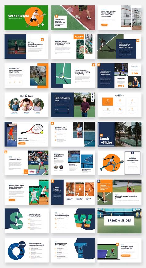 Tennis Sport PowerPoint Template. 40+ Unique Slides. Sports Powerpoint Template, Tennis Social Media Design, Sports Ppt, Sports Presentation, Liquid Iv, Tennis Academy, Pitch Presentation, Interactive Pdf, Ppt Template Design