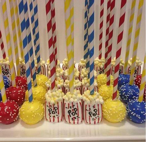 Carnival themed cake pops (O pops by Angie) Carnival Cake Pops, Circus Cake Pops, Carnival Themed Cakes, Carnival Birthday Cakes, Owl Cake Pops, Carnival Birthday Theme, Dumbo Birthday Party, Circus 1st Birthdays, Carnival Cakes