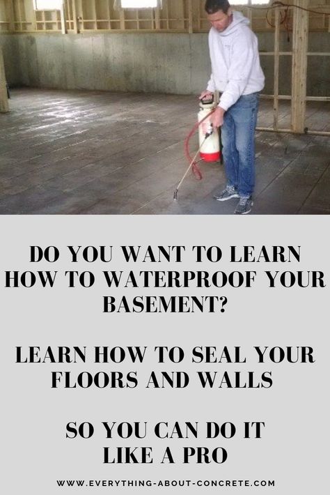 Learn how to seal and waterproof your basement floor and foundation walls. Using a sealer will waterproof concrete floors & walls. It also will reduce or stop you from having a damp basement. Sealing your concrete with the right type sealer will help eliminate the high humidity in your basement which will help prevent mold from forming. Basement Floor With Drain, Sealing Basement Floor, Seal Basement Walls, Sealing Basement Walls, Rubber Flooring Basement, Boho Basement, Waterproofing Basement Walls, Waterproof Bathroom Flooring, Concrete Kitchen Floor