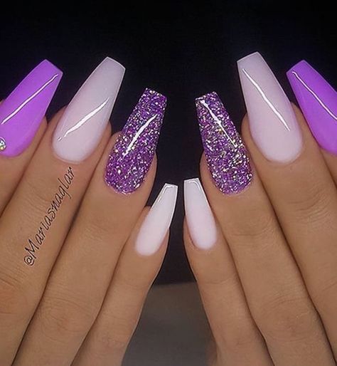 Light Purple Nail Art, Nails Design For Summer, Gel Coffin, Year Nails, Coffin Nails Matte, Purple Acrylic Nails, Purple Acrylic, White Acrylic Nails, Cute Acrylic Nail Designs