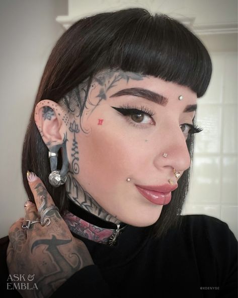 Ring Stack Stretched Ears, Opal Tiara, Lobe Cuff, Microdermal Piercing, Silver Obsidian, Serpent Ring, Body Modification, Face Tattoos, Head Tattoos