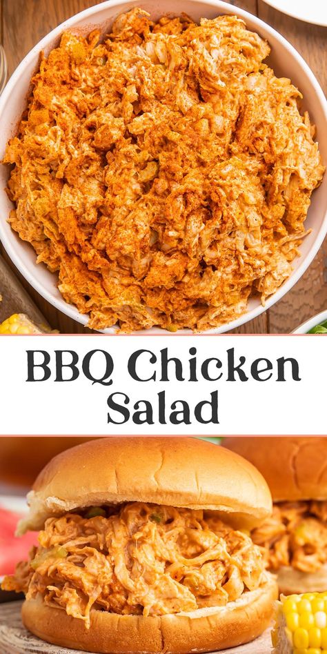 Leftover Barbecue Chicken, Bbq Chicken Salad Sandwich, Leftover Bbq Chicken Recipes, Shredded Chicken Salad, Canned Chicken Salad Recipe, Bbq Chicken Salad Recipe, Shredded Chicken Salads, Chicken Salad Sandwich Recipe, Healthy Chicken Salad Recipe