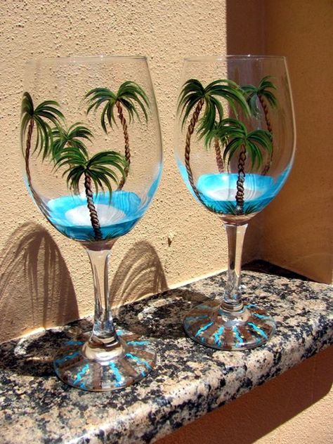 40 Artistic Wine Glass Painting Ideas - Bored Art Wine Glass Painting Ideas, Glass Painting Ideas, Wine Glass Painting, L'art Du Vitrail, Wine Glass Designs, Diy Wine Glasses, Hand Painted Glassware, Decorated Wine Glasses, Glass Painting Designs