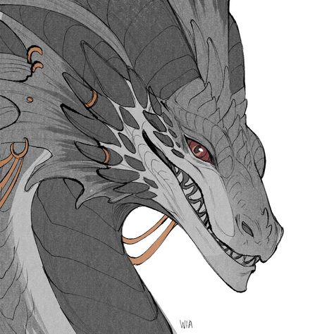 Snarling Dragon Reference, Holding Bird Reference Drawing, How To Draw Scales Dragon, Dragon Looking Down, Dragon Facial Expressions, Green Dragon Drawing, Dragon Mouth Reference, Cool Dragon Designs, Dragon Horns Reference