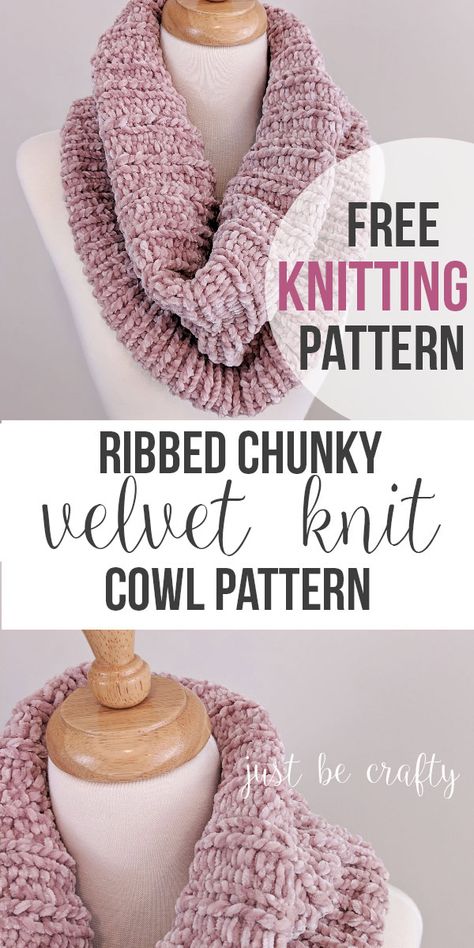 Knit Cowl Pattern, Knitting Cowl, Knit Cowl Pattern Free, Velvet Knit, Knitted Cowl, Knitted Cowl Scarves, Cowl Knitting, Knitting Patterns Free Scarf, Chunky Knitting Patterns