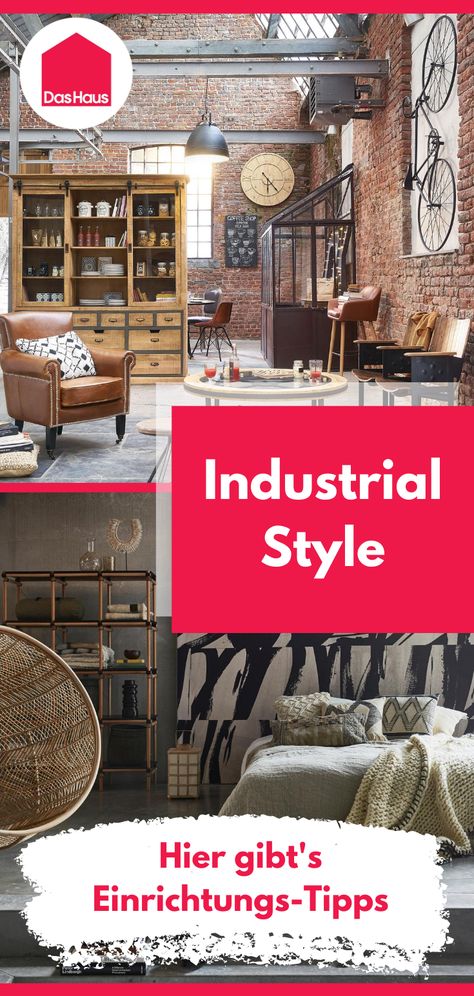 Ob Wohnzimmer, Schlafzimmer, Esszimmer und Küche, die ganze Wohnung oder das gesamte Haus – lest hier, wie Wohnen und Einrichten im Industrial Style funktioniert, wie ihr passende Möbel und Deko findet. Entdeckt bei uns inspirierende Bilder von Zimmern im Industrie-Stil plus Tipps rund um den Trend! #dashaus #industrialstyle #einrichtungstrends #loftwohnung #loftlook Loft Stil, Stil Industrial, Industrial Living, Industrial Loft, Vintage Industrial, Industrial Style, New Homes, Loft, Apartment