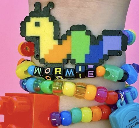 Kidcore Perler Beads, Kandi With Perler, Kandi Patterns Templates, Kidcore Kandi, Kandi Inspiration, Kandi Perler, Kandi Cuff Patterns, Kandi Inspo, Diy Kandi Bracelets