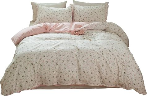 Pink Flower Duvet Cover, Pink And White Bed Sheets, Pink Flower Bedding, Pink Flower Sheets, Bed Comforter Sets Pink, Pink Teen Bedroom, Quilt On Bed, Pink Floral Bedding, Floral Bed Sheets