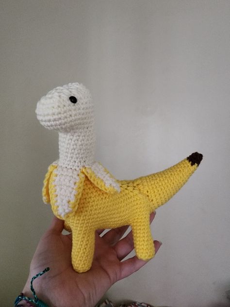 This is a handmade by myself crochet banana dinosaur. This silly guy is the perfect companion for anyone, and a fantastic talk piece! Have a good laugh and great times with this guy! He is handmade in the USA and all materials are US made as well. ❤️ Crochet Animals Dinosaur, Bananasaurus Crochet Pattern, Banana Dinosaur Crochet, Guy Crochet Gifts, Fun Things To Crochet Simple, Male Crochet Gifts, Crochet Guy Gifts, Bananasaurus Crochet, Crochet Gifts For Guys