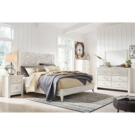 Paxberry Bedroom, Nightstand White, King Upholstered Bed, Queen Platform Bed, Bedroom Sets Queen, Bedroom Panel, Queen Bedroom, Neutral Bedroom, King Bedroom