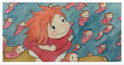 #ponyo #studioghibliart #studioghiblicollection #hayaomiyazaki #watercolor #watercolorarts #watercolorsketch #sketchbook #zigkuretakegansaitambi Ponyo Watercolor, Ponyo Painting, Ponyo Studio Ghibli, Edgy Art, Kuretake Gansai Tambi, Studio Ghibli Art, Hayao Miyazaki, Watercolor Sketch, Watercolor Drawing