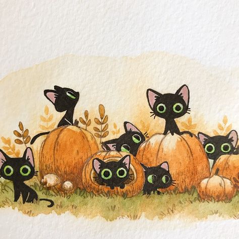 Painting Ideas Disney Characters, Pumpkin Painting Ideas Disney, Painting Ideas Disney, Cats And Pumpkins, Fall Drawings, Image Halloween, 동화 삽화, Arte Indie, Pumpkin Painting Ideas