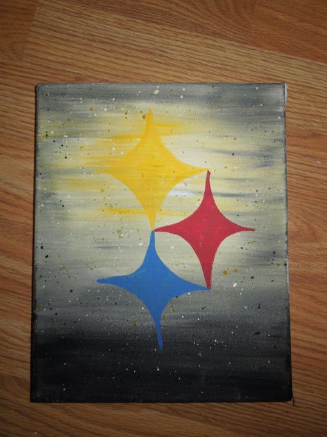 Steelers 8x10 canvas Painting by 50ShadesOfHomemade on Etsy, $20.00 Steelers Canvas Painting, Steelers Painting, Steelers Decor, Steelers Crafts, Steelers Gifts, Steelers Baby, Football Crafts, Pittsburgh Steelers Logo, Steelers Girl