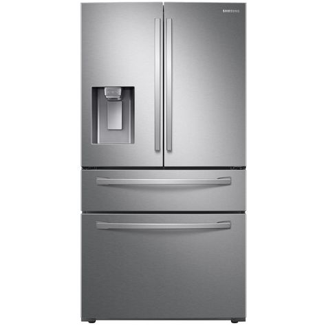 Samsung RF24R7201SR Series 8 French Style 4 Door Fridge Freezer Ice & Water – STAINLESS STEEL 4 Door Fridge, Counter Depth French Door Refrigerator, Smart Fridge, Fridge French Door, Counter Depth Refrigerator, Led Light Design, Stainless Steel Cabinets, Accessories Display, French Door