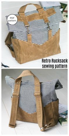 Easy Bag Patterns To Sew, Diy Rucksack, Backpack Sewing Pattern, Backpack Pattern Sewing, Backpack Sewing, Bag Sewing Pattern, Diy Sac, Diy Backpack, Modern Bag