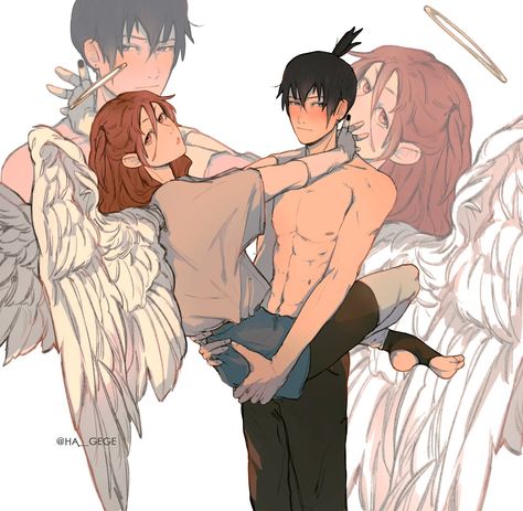 Aki Hayakawa X Angel, Angel And Aki Icon, Angel X Aki, Angel Devil, Aki X Angel Fanart, Aki Angel, Aki X Angel, Csm Aki X Angel, Raiden Shogun Modern Au