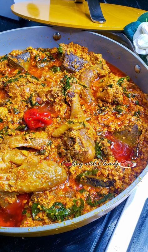 Egusi Recipe, Egusi Soup Nigerian Food, Egusi Soup Recipes, African Chicken, Egusi Soup, Nigeria Food, Carribean Food, African Dishes, Fruit Ideas