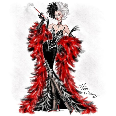 Hayden Williams Fashion, 101 Dalmatians Cruella, Hayden Williams, Cruella Deville, Glenn Close, Baby Couture, 101 Dalmatians, Stage Costume, Illustration Fashion Design