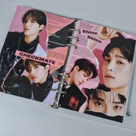 Kpop Album Scrapbook Ideas, The Boyz Binder Cover, Kpop Album Scrapbook, Kpop Photo Collage, K Pop Scrapbook, Kpop Journal Cover, Scrapbook Ideas Kpop, Kpop Collage Journal, Kpop Binder Cover Ideas