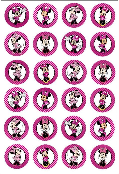 Disney Cupcake Toppers, Rice Image, Paper Cupcake Toppers, Minnie Mouse Cupcake Toppers, Minnie Mouse Cupcake, Paper Fairy, Mickey And Minnie Cake, Disney Cupcakes, Mickey Mouse Cupcakes