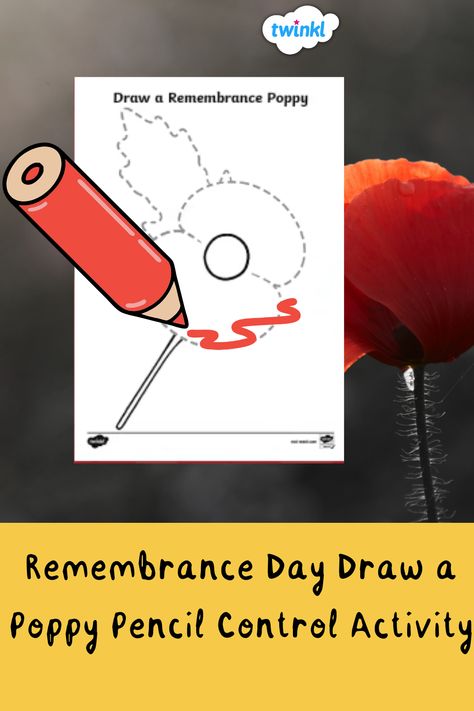 Remembrance Day Activity, Poppies Drawing, Poppy Remembrance Day, World Science Day, Remembrance Day Activities, Drawing Children, Autumn Projects, Poppy Images, Pencil Control