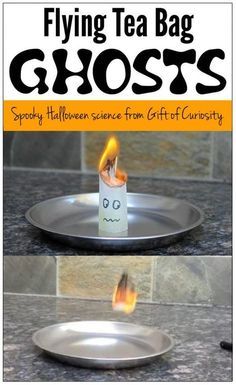 Flying tea bag ghosts! A fun #Halloween #STEM activity for kids! Science Halloween, Halloween Science Activities, Halloween Stem Activities, Halloween Stem, Uhyggelig Halloween, Halloween Science, Ghost Gifts, Ghosts Halloween, Stem Activity