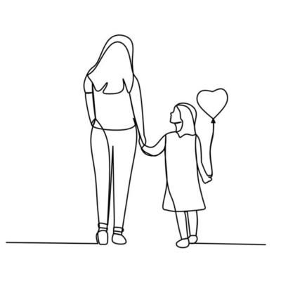 One single line drawing of young happy mom holding her daughter. A mother playing together with her child at home isolated on white background. Family parenthood concept. Vector illustration 2124893 Vector Art at Vecteezy Mother And Child Drawing, Background Family, Mom Drawing, Single Line Drawing, Heart Illustration, Mom Art, Single Line, Happy Mom, Ap Art