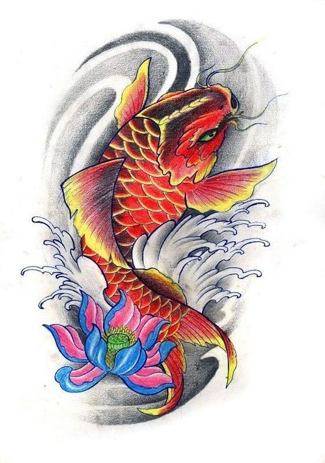 Pez Koi Tattoo, Dragon Koi Fish, Coy Fish Tattoos, Tato Phoenix, Koi Dragon Tattoo, Tato Maori, Japanese Koi Fish Tattoo, Koi Tattoo Sleeve, Tato Flash