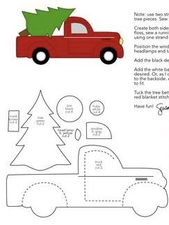 Red Truck Felt Christmas Ornaments, Red Truck Pattern Printable, Red Truck Applique Pattern, Felt Truck Ornaments, Felt Truck Pattern, Gingerbread Truck Template, Christmas Red Truck Decorations, Welding Projects To Sell, Laser Cut Christmas Tree