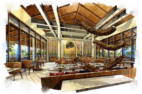 Sketch perspective interior restaurant into a watercolor stock illustration Bamboo Interior, Sketch Perspective, Interior Restaurant, Perspective Drawing Architecture, Interior Design Renderings, Interior Architecture Drawing, Drawing Interior, Interior Design Drawings, Geometric Architecture