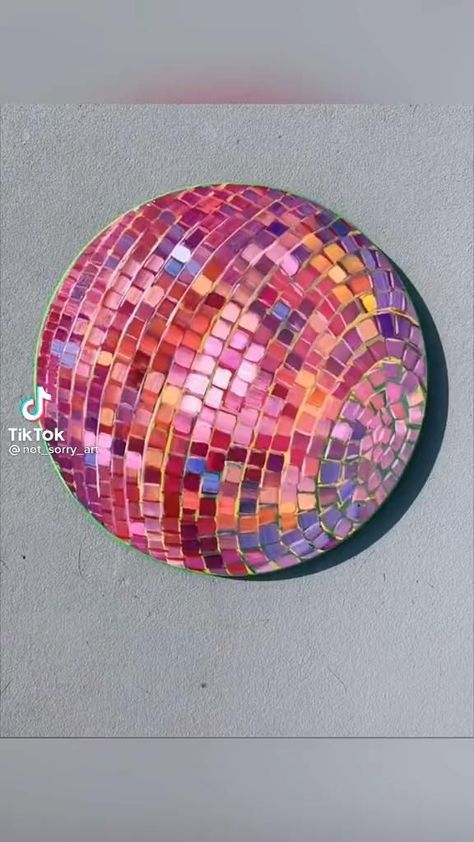 Disco Acrylic Painting, How To Paint A Disco Ball On Canvas, Mirrorball Watercolor Painting, How To Paint A Mirrorball, Color Wheel Art Projects 3d, Diy Disco Ball Painting, How To Make A Disco Ball Diy, Disco Ball Canvas Painting, Diy Mirrorball