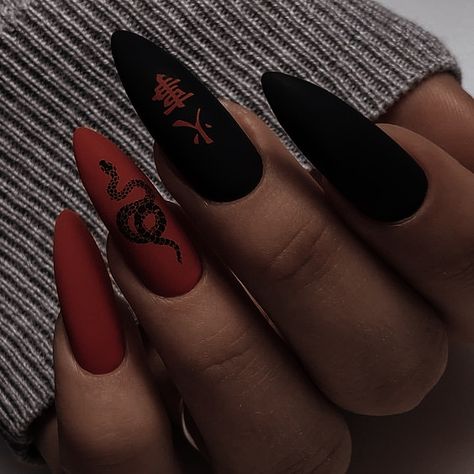 Dragon Nails, Punk Nails, Gothic Nails, Anime Nails, Edgy Nails, Goth Nails, Grunge Nails, Black Nail, Nail Swag