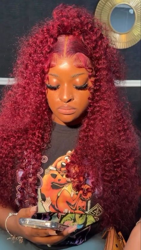 Red Hair Pink Outfit, Dramatic Edges, Hair Tea, Weave Ponytail Hairstyles, Frontal Wig Hairstyles, Creative Hair Color, Wig Install, Feed In Braids Hairstyles, Mega Hair