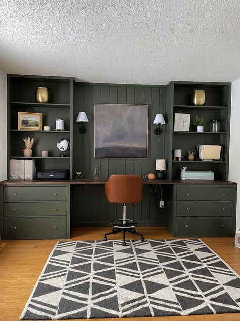 How to Create your OWN built-in office Ikea Hemnes Office Ideas, Hemnes Office, Ikea Hemnes Desk, Hemnes Desk, Diy Built In Desk, Built In Desk And Shelves, Mom Office, Multipurpose Office, Home Office Built Ins