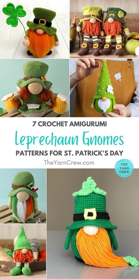 St Patricks Day Amigurumi Free Pattern, Leprechaun Crochet Pattern Free, St Patricks Crochet Patterns, St Patrick’s Day Crochet Patterns, Crochet St Patrick’s Day, Free Crochet Gnome Pattern Amigurumi, Cutest Amigurumi, Crochet Bells, Crocheted Gnomes