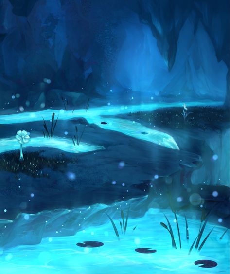 Undertale Fan Art, Undertale Background, Magazine Layout Inspiration, Cyan Blue, Fantasy Places, Undertale Art, Undertale Fanart, Animation Background, Art Landscape